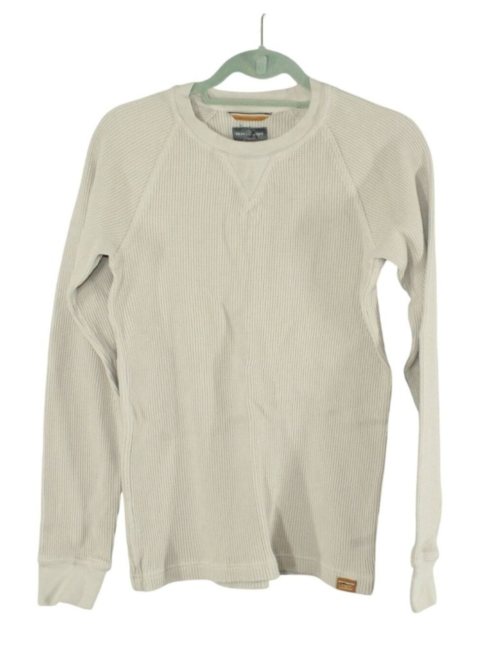 LL Bean Men's Small Slim Fit Signature Waffle Knit Thermal Minimalist Top Cream